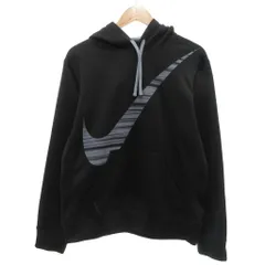 ナイキ NIKE 美品 パーカー フーディ フード付き ロゴプリント M 黒 ブラック グレー/YJ ■GY59