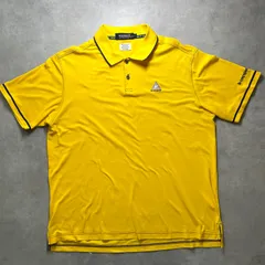 【訳あり】ルコックスポルティフ ゴルフ ポロシャツ LL 黄色 マスタード 半袖 メンズ 大きいサイズ le coq sportif GOLF スポーツ ゴルフウェア デサント 鹿の子 速乾性 吸汗速乾 接触冷感 ロゴ刺繍 QG2705 前面/袖にシミあり