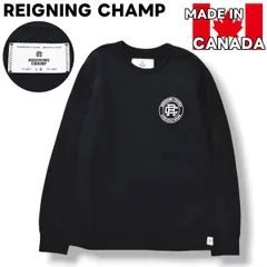 カナダ製 レイニングチャンプ REIGNING CHAMP  ロゴ プリント スウェット トレーナー クルーネック 裏地 パイル L ブラック ストリート スポーツ アメリカン カジュアル メンズのサムネイル