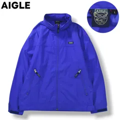 エーグル AIGLE マウンテン パーカー ナイロン ジャケット ジップアップ ジャンパー ウィンドブレーカー L ブルー アウトドア ウェア タウンユース レジャー アクティビティ メンズ