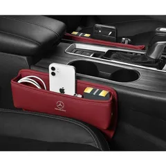 ◆メルセデス?ベンツ BENZ◆レッド◆車用 隙間収納ボックス サイド 2個入り PUレザー シートサイドポケット センター隙間 差し込みタイプ F