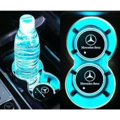 メルセデスベンツ 車用 LEDコースター ドリンクホルダー ライトマットパッド 自動点灯消灯 2個セット 車カップホルダーライト USB充電マット F