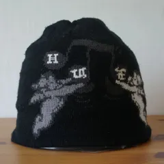 HUF JAPAN　メンズ・ボーイズ　黒色帽子　ニット帽　模様入　サイズ５６cm〜５８cm　キャップ　帽子　[[3.3.]]