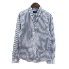 エディション Edition トゥモローランド シャツ スキッパーカラー ストライプ 長袖 38 紺 ネイビー 白 ホワイト /MS