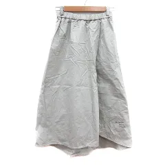 プードゥドゥ POU DOU DOU フレアスカート ロング 刺繍 M ライトグレー /MN