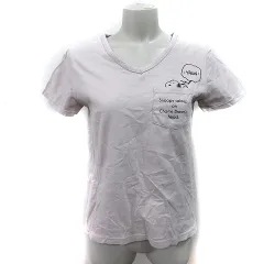 ピーナッツ PEANUTS Tシャツ カットソー Vネック 半袖 スヌーピー M ベージュ /YI