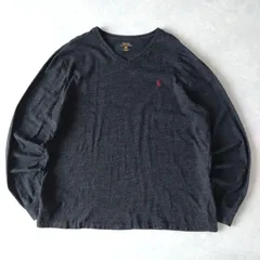 ■古着 POLO RALPH LAUREN ポロラルフローレン ロンT 長袖Tシャツ Vネック 黒 XL【L5854】
