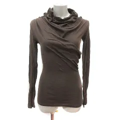 ザラ ZARA カットソー ハイネック タイト 長袖 M 茶 ブラウン /MS