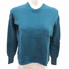 アーバンリサーチ URBAN RESEARCH ニット セーター Vネック 長袖 ウール カシミヤ混 Free 青緑 ブルーグリーン /YK