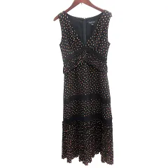 ジルスチュアート JILL STUART ワンピース ロング 切替 プリーツ 総柄 ノースリーブ 0 XS 黒 ブラック /AU