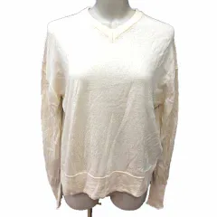 アーバンリサーチ URBAN RESEARCH ニット カットソー Vネック 長袖 ウール カシミヤ混 Free 白 ホワイト /YK