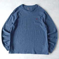 ■古着 POLO RALPH LAUREN ポロラルフローレン ロンT 長袖Tシャツ CUSTOM FIT ネイビー 紺 XL【L5855】