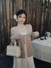 (海外配送) リー リボン なみなみ柄 カーディガン セーター 4COLOR