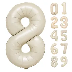 【数量限定】マットアイボリー) (数字8 バースデーバルーン 約100cm 風船 飾り付け 誕生日バルーン 大きい 数字バルーン