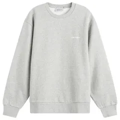 カーハート メンズ アウター パーカー・スウェット シャツ Carhartt WIP Script Embroidery Sweatshirt Grey Heather White ホワイト