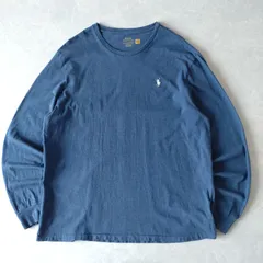 ■古着 POLO RALPH LAUREN ポロラルフローレン ロンT 長袖Tシャツ ネイビー 紺 XL【L5856】