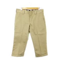 ディッキーズ Dickies ワークパンツ クロップド 七分丈 センタープレス ロゴ W32 茶 カーキ /MN10 ■GY99