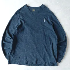 ■古着 POLO RALPH LAUREN ポロラルフローレン ロンT 長袖Tシャツ CUSTOM SLIM FIT ダークネイビー 濃紺 XXL【L5858】