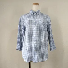 アーバンリサーチドアーズ リネン混 チェックシャツ 38 M ブルー 青 白 ボタンダウン コットンリネン 麻 ナチュラル チュニック 清涼感