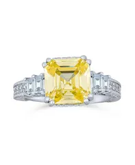 ブリング レディース アクセサリー Bling Jewelry Art Deco Style 2CT Yellow Cubic Zirconia Square Asscher Cut Promise Ring CZ Baguetteside Stone Ste