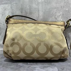 【COACH】コーチ オプアート柄ショルダーバッグ チャーム付き オプアートモチーフ キャンバス レザー レディース ベージュ ゴールド 金色 ショルダーバッグ 肩掛けバッグ 総柄デザイン 型番C0968-13878