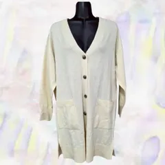 SHOO・LA・RUE　シューラルー　カーディガン　アイボリー　レディース　Vネック　ロング丈　ポケット　ドロップショルダー　フリーサイズ