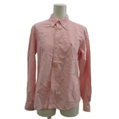 ラルフローレン RALPH LAUREN スリムフィット ボタンダウンシャツ 長袖 ポニー 刺繍 7 ピンク /XZ ■GY58