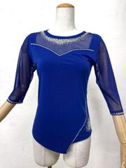 新品 社交ダンストップス ロイヤルブルー サイズML パーティ 発表会