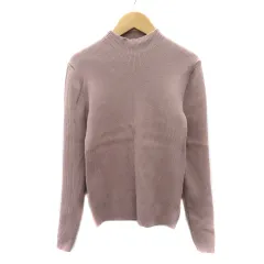 セゾンドパピヨン SAISON DE PAPILLON リブニット カットソー 長袖 ハイネック ピンクベージュ /YK40