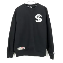 NEW ERA メンズ 冬用 ボアロゴ 裏起毛パーカー ブラック100 (HU43577)