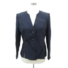 ジバンシィ GIVENCHY HI FORMAL ノーカラージャケット 上着 ミドル丈 10 濃紺 ダークネイビー /HO57 ■ECD001