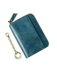 小銭入れ メンズ ボックス型 本革 プエブロレザー コインケース 小さい 札もカードも収納可能 コンパクト ミニ財布 男性 (ネイビー)/