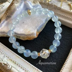 スターカット水晶×アクアマリン　天然石ブレスレット