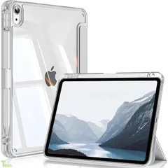 グレー iPad Air 11インチ (M3/M2) ケース 2025/2024 iPad Air 5/4 ケース 2022/2020 10.9インチ 透明 アクリル ペンシルホルダー付き Apple Pencil Pro/USB-C の対応 スリープ機能 三