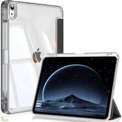 ブラック iPad Air 11インチ (M3/M2) ケース 2025/2024 iPad Air 5/4 ケース 2022/2020 10.9インチ 透明 アクリル ペンシルホルダー付き Apple Pencil Pro/USB-C の対応 スリープ機能