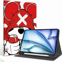 for iPad Air 11インチ ケース M2 第6世代 2024専用 ペン収納 軽量 薄型 Pencil Pro/USB-C完全対応 オートスリープ/ウェイク機能対応 かわいい 人気オシャレ キャラクターシェル iPad Air 11インチ 専用