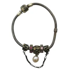 パンドラ ブレスレット バングル アクセサリー 小物 チャーム S 925 ラインストーン パール スターリングシルバー PANDORA ヴィンテージ 上品 高級感 洗練 エレガント 存在感 スタイリッシュ