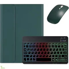 マウス付き iPad Air 11インチ M4/M3/M2用の キーボードケース レインボーバックライト付き iPad Air 第5/4世代 10.9インチ用の キーボードカバー 可愛い マグネット分離式 女性 レディース,深緑+黒