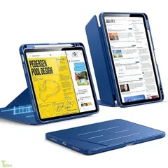 ネイビーブルー ESR iPad Air 11インチ ケース M4/M3/M2（2026/2025/2024）iPad Air 第5/4世代（2022/2020）対応 ペン収納 三つ折りスタンド 縦横対応 多角度調整 耐衝撃 全面保護 オートスリープ Penc