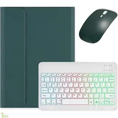 マウス付き iPad Air 11インチ M4/M3/M2用の キーボードケース レインボーバックライト付き iPad Air 第5/4世代 10.9インチ用の キーボードカバー 可愛い マグネット分離式 女性 レディース,深緑+白