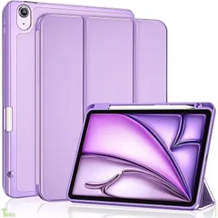 パープル ProCase iPad Air 11インチ ケース M4 2026 / M3 2025 / M2 2024 / iPad Air5 2022 / Air4 2020 10.9インチ 透明 クリアカバー ペン収納 耐衝撃 三つ折り スタンド スマー