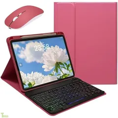 マウス付き iPad Air 11インチ M4/M3/M2用の キーボードケース レインボーバックライト付き iPad Air 第5/4世代 10.9インチ iPadPro11インチ 第4/3/2/1世代 キーボード付きカバー ペンシル充電可能,濃いピンク+黒