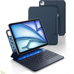 ブルー Dexnor キーボードケース for iPad Air 11インチ (M3 2025/M2 2024) & iPad Pro 11 (第4/3/2/1世代) & iPad Air 第5/4世代 キーボード付きケース 超薄型マグネット式着脱可能フォリオ