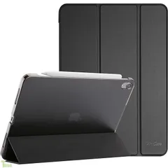 ブラック ProCase iPad Air 11インチ ケース M4 2026 / M3 2025 / M2 2024 / iPad Air 第5世代 2022 / 第4世代 2020 軽量 スタンド 三つ折り フォリオ保護ケース 半透明バックカバー Appl
