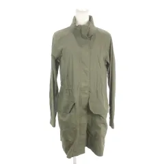 セオリー Theory ミリタリージャケット ロング S 緑 グリーン フード付き スタンドカラー ジップアップ ドロスト /MN4 ■ECA002