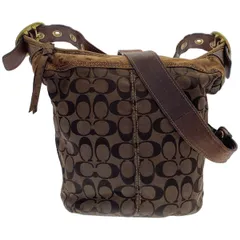 コーチ　シグネチャー　キャンバス　ブラウン　ショルダーバッグ　Y-85