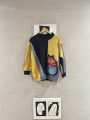 猫パッチワーク ニット セーター