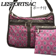 希少✤美品【レスポートサック／LeSportsac】ショルダーバッグ（ポーチ付き）セット　ペイズリー柄　ピンク　マチ拡大／A4サイズ 0328