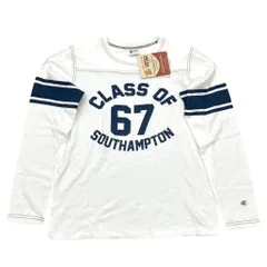 未使用品 L C3-J403 Champion チャンピオン フットボールTシャツ ロンT white ランタグ ランナーズタグ