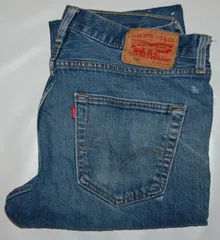 送料無料! USED Levis リーバイス 501 デニム ブルー ヒゲ エジプト製 W33 　L-92